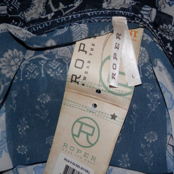 Roper L Womens Blue Polyester Patchwork Print Tank Top Western Cowgirl I053 - Picture 8 of 8